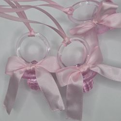 Girl Coqueta Bow Baby Shower Pacifiers Guest Favor Necklaces 