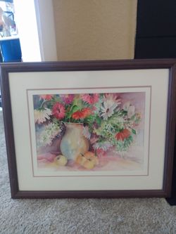 Painting in frame by Anne Martinez. Water color on canvas.