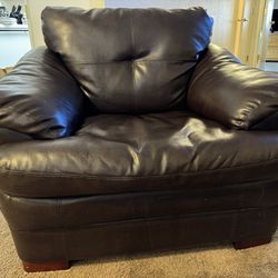 Oversized Leather Lounge Armchair 