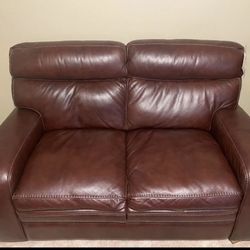 Chocolate Brown Leather Loveseat-Sofa is located in Shannon, MS.. 15 minutes south of Tupelo
