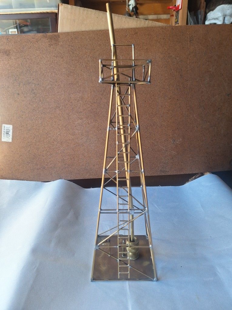 Vintage Sculpture Oil Drilling Rig Gold Tone
