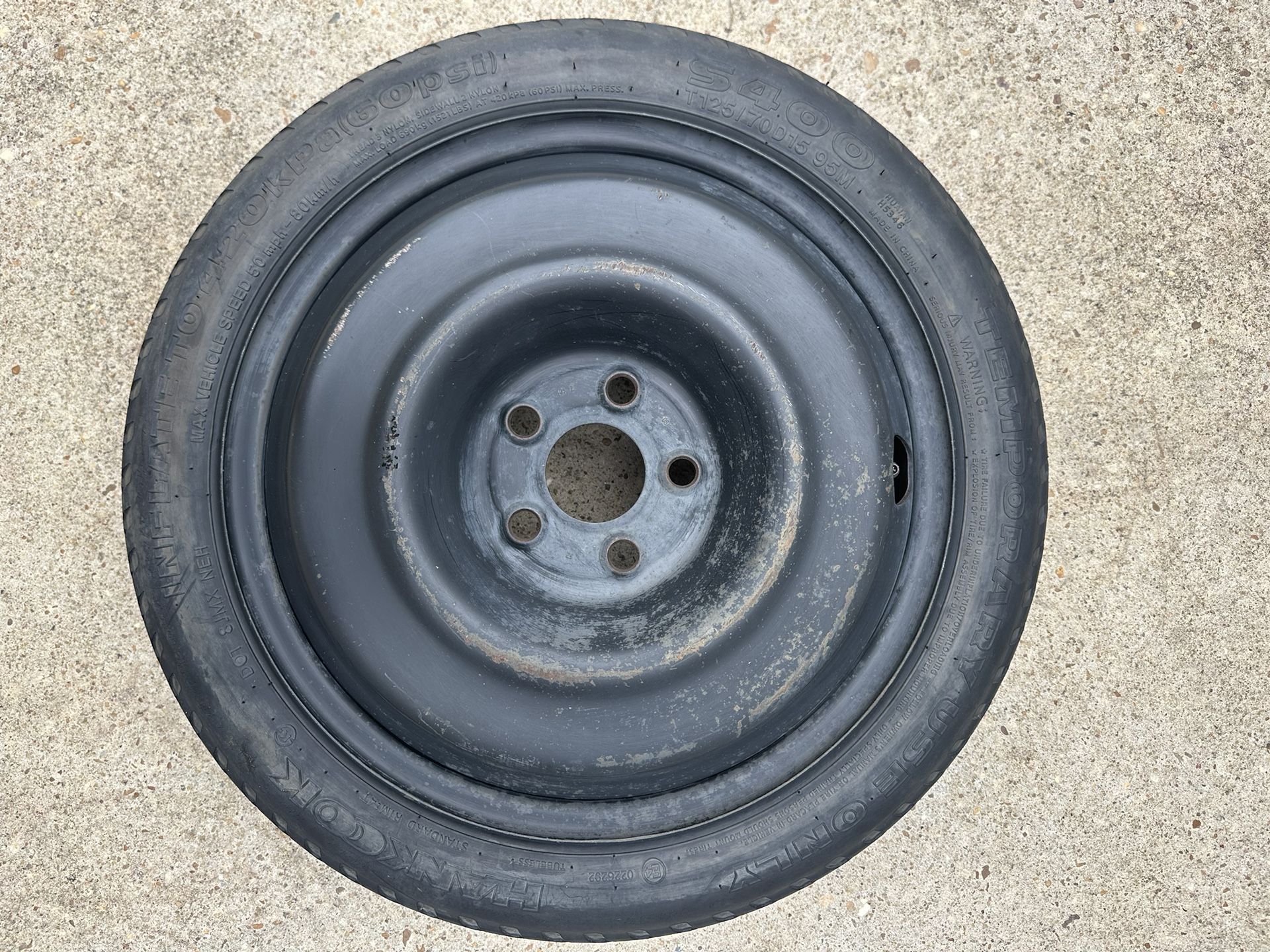 T-25/70D15 Hankook S400 Spare Donut Tire from a 2009 PT Cruiser