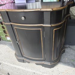 Black Wood Cabinet w/ Wood Grain Trim 36x17x32