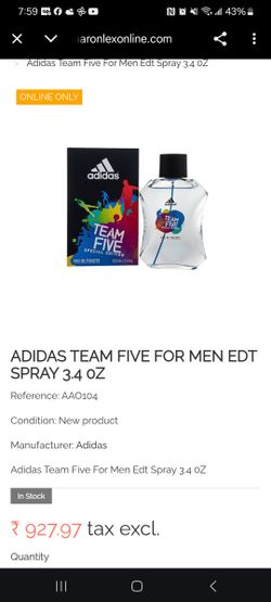 Adidas Team Five Cologne – Brand New – Original Box – Compared at $70
