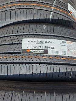 4 New 235-45-18 Hankook Ventus S1 AS H125 Foam Inserted Sound Absorber Tesla Electric EV Tires P235/45 R18 Inch Tire FREE Local Delivery