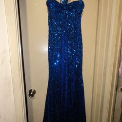 Blue Sequin Formal Dress,  Prom Dress, Cocktail Dress