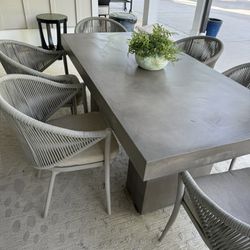 Outdoor Concrete Patio Set With 6 Chairs And Cushions