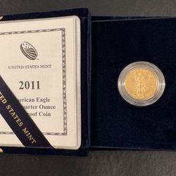 2011-W American Gold Eagle 1/4 oz Proof $10 – Original Box & COA
