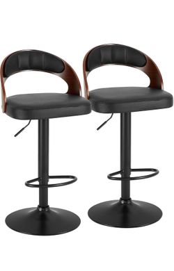 Bar Stools Set of 2,Counter Height Stools with Bentwood Back&Arm
