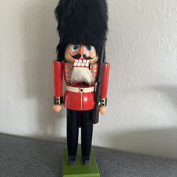 Vintage Erzgebirge Wooden Soldier Christmas Nutcracker  Soldier East Germany 12” Tall