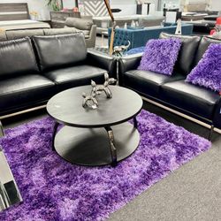 Beautiful Black Sofa And Loveseat Set W/ Wood Trim On Sale Now For ONLY 599