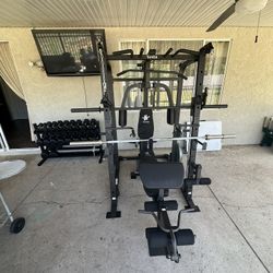 Vesta Fitness Smith Machine 1001 w/Bench Attachment | 230lb Bumpers Olympic Weights | 7ft Olympic Bar | Gym Equipment | FREE DELIVERY/INSTALL🚚 