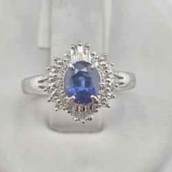 Platinum 1ct sapphire and diamond ballerina ring
