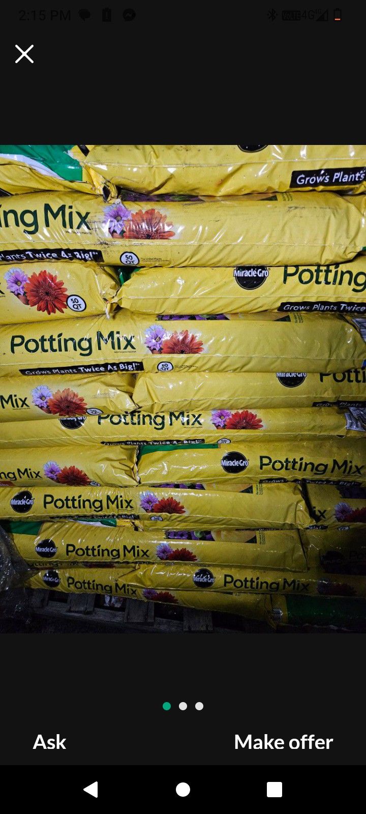 Miracle Grow Putting Mix 50 Quarts 2 Cubic Sq Ft. Price Is Per Bag