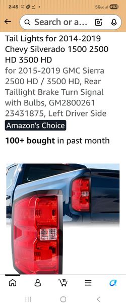 BeamTrack Tail Light Assembly Compatible with 2014-2019 Chevy Silverado 1HD 3500HD, Rear Taillight Brake Turn Signal with Bulbs, Replaces GM28