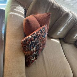 Custom Taupe Chenille Fabric Couch