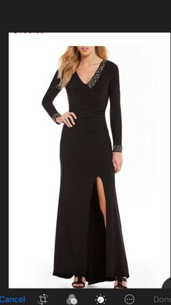 New! Black Long, Jeweled Neck, Dress,  Size 12 Jersey Stretch