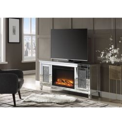 Brand New In Box Firm Price $760 Glam Mirror TV Stand With Fireplace 59” Long
