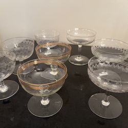 Vintage Champagne & Dessert Glasses
