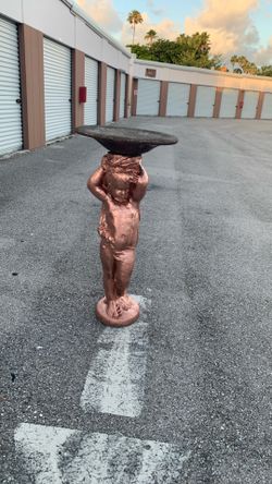 Bronze cherub bird bath sculpture