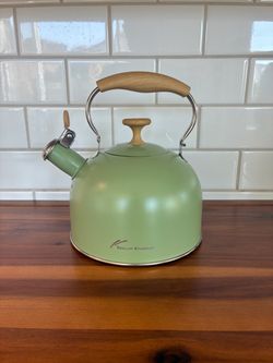 Tinlon Enamel Green Whistling Tea Kettle
