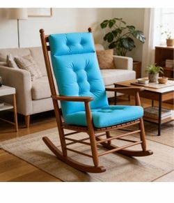 Indoor Rocking Chair Cushion with Removable Neck Pillow, Anti Slip High Back Chair Pads with Ties, Tufted Rocker Cushions for Bedroom, Living Room, Ou