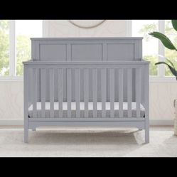 Brand New Delta Children Sweet Beginnings Sage Flat Top 6-in-1 Convertible Crib