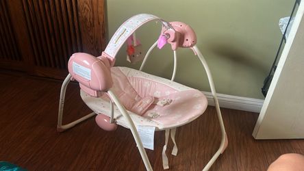 Pink Baby Bouncer Seat with Toy Bar