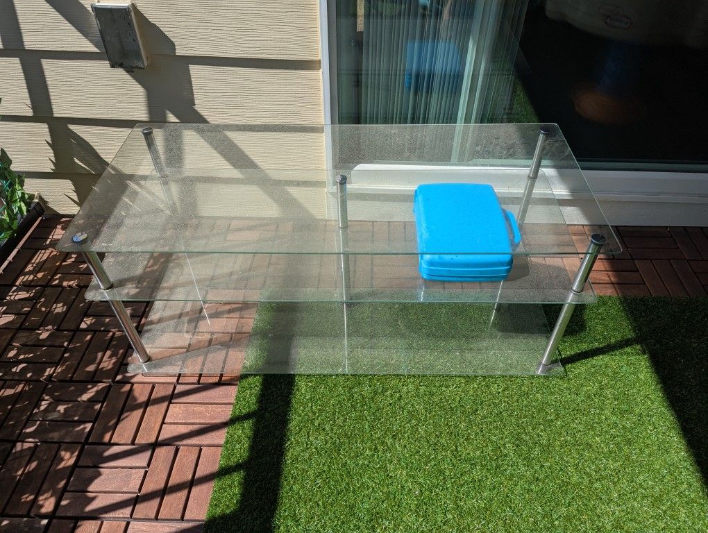 3 tier glass table