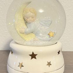 RARE 1987 SAN FRANCISCO MUSIC BOX ANGEL MOON SNOW GLOBE 