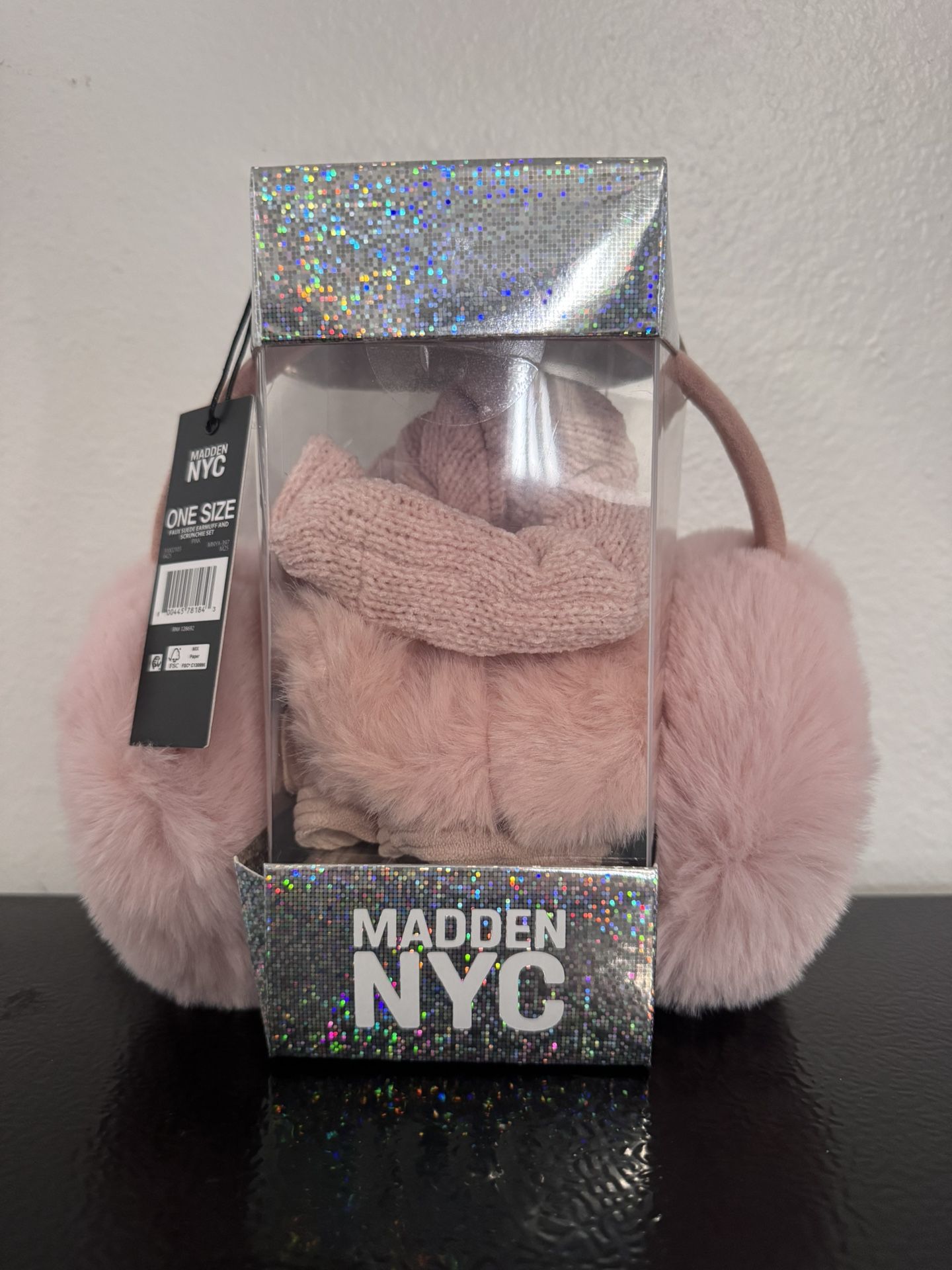 Faux Suede Earmuff & Scrunchie Set β Brand New