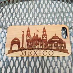 Mexico Silhouette design laser engraved wood case for iPhone and Samsung Galaxy