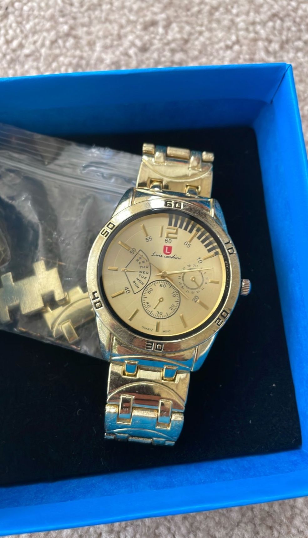 Luis Cardini Gold-Tone Quartz Watch