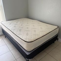 Full bed frame, base and mattress