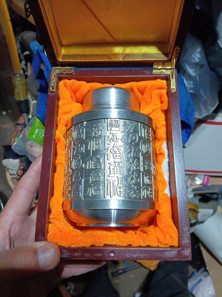 Chinese Pewter Tea Caddy