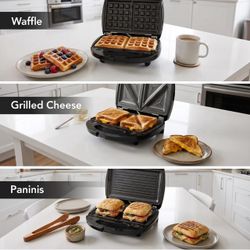 3-in-1 Sandwich Maker, Waffle Maker, and Panini Press