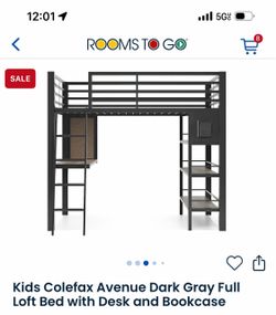 Kids Colefax Avenue Dark Gray Twin Loft Bed