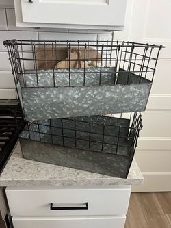 Pending Galvanized and metal set of two storage bins $15