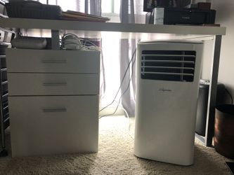 White Desk W File Drawers