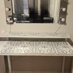 VANITY AND MIRROR SET WITH LIGHTS AND DIMMER