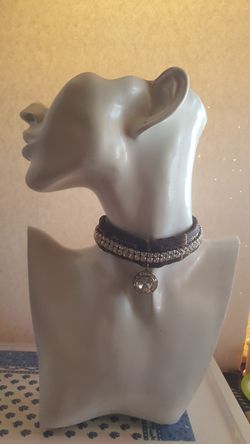 Handmade brown choker with jewelry