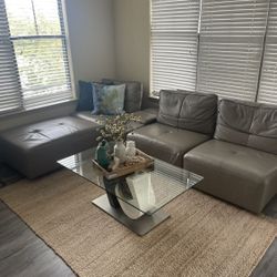 Leather Sectional Couch With Automated Recliner 