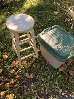Tall stool. And storage bin