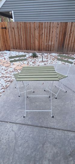 NEW 3-Piece Outdoor Patio Bistro Set – Sage Green & White