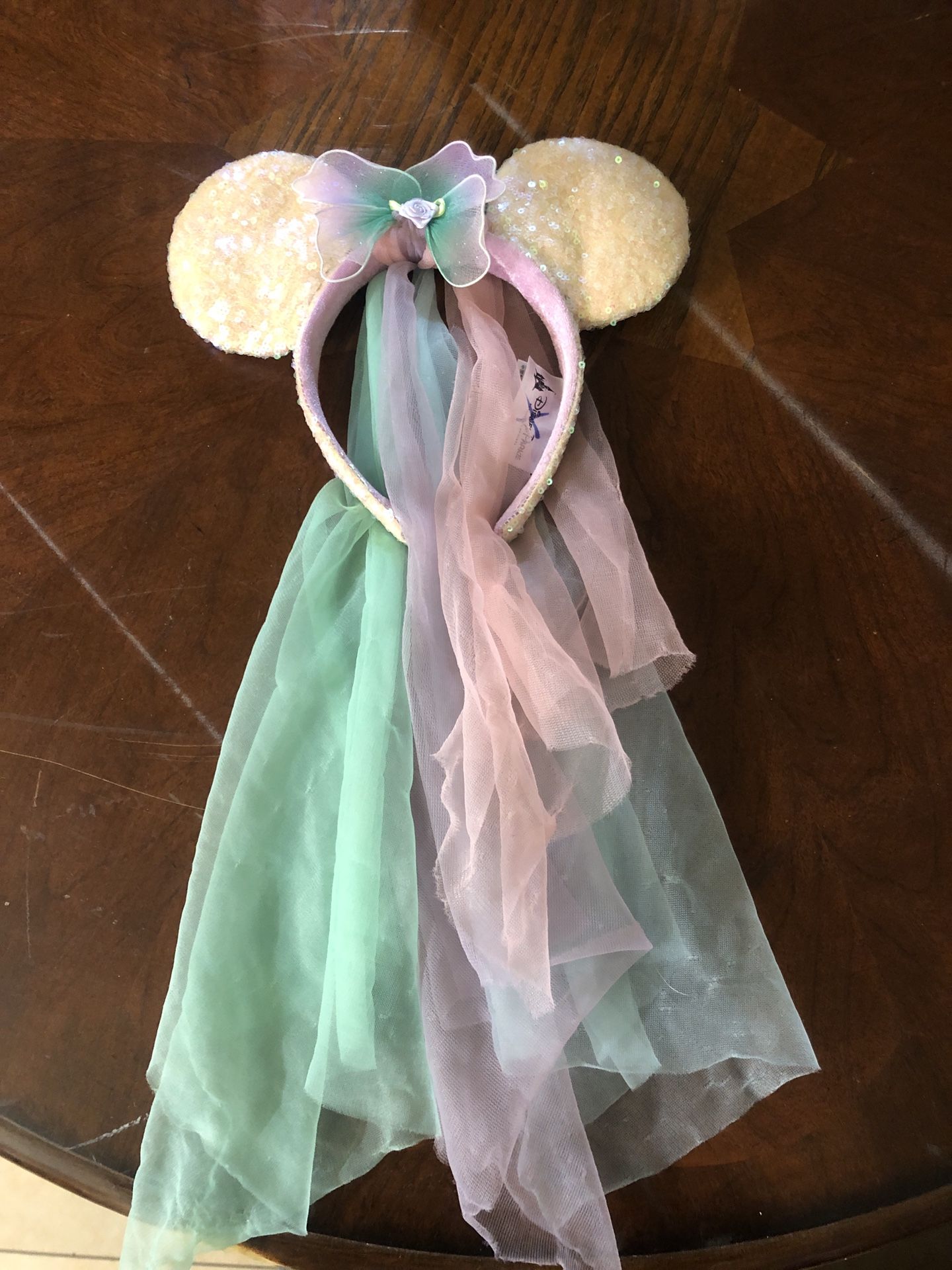 Disney Parks Minnie Sequin Ear Headband Butterfly Aurora Veil Tokyo Disneyland