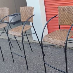 Wicker Trio Counter Dinning Chairs