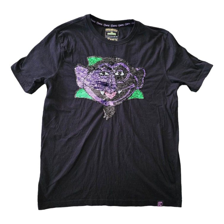 De Kryptic Sesame Street The Count Sequined T-Shirt SZ L