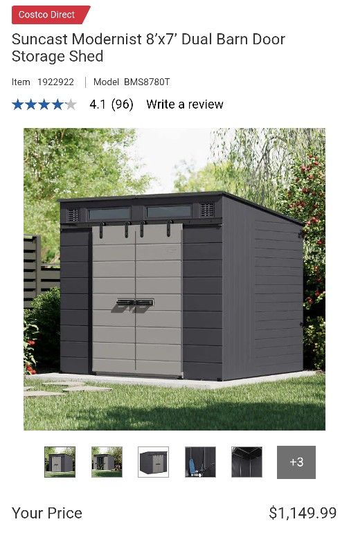 Suncast Modernist 8'x7' Dual Barn Door Storage Shed