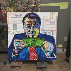 Pop Art Wolf On Wall Street Titled “ Wolfie”