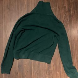 Green Crew Neck Polo Sweater